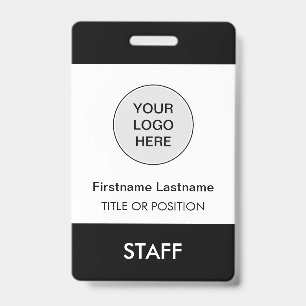 Company Logo Employee Name Black White Badge