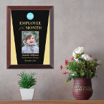 Company Logo Employee of the Month Photo Gold Award Plaque<br><div class="desc">Create your own custom, personalized, beautiful, modern, elegant, professional, high quality, glossy finish, black and faux gold, cherry wood colored MDF frame, business office corporate employee recognition / appreciation, photo name logo award plaque. To personalize, enter the name of the employee / staff / executive, their designation, year, and add...</div>