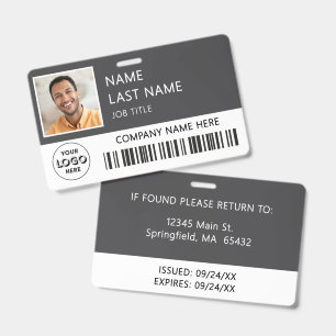 Company Logo Employee Photo Gray ID Badge