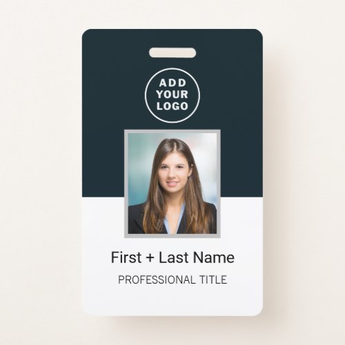 Company Logo Employee Photo ID Barcode Custom Name Badge