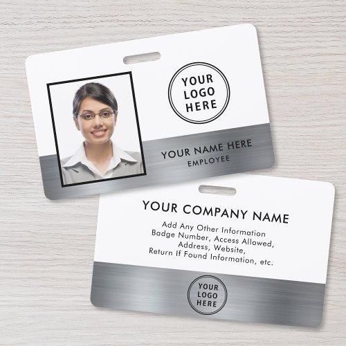 Company Logo Employee Photo ID Silver Badge