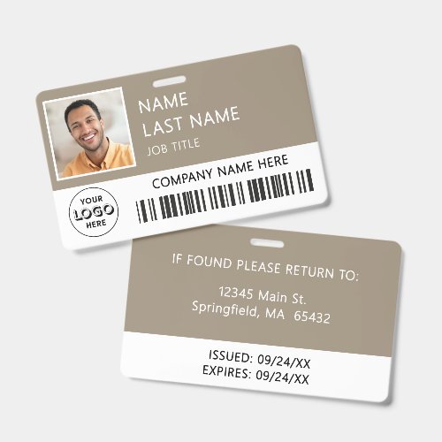 Company Logo Employee Photo Tan ID Badge