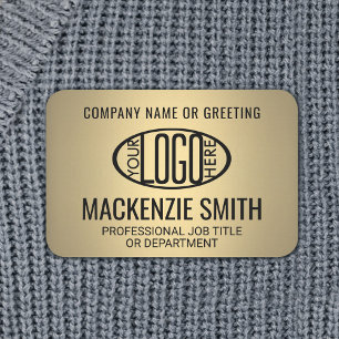 Company Logo Gold Color Printed Plastic Employee Name Tag