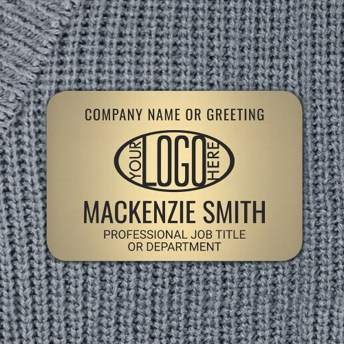 Company Logo Gold Color Printed Plastic Employee Name Tag