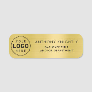 Company Logo Gold Faux Metallic Gold Plastic Name Tag