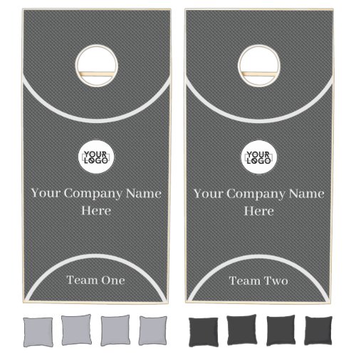 Company Logo Gray Carbon Steel Square Net Pattern  Cornhole Set