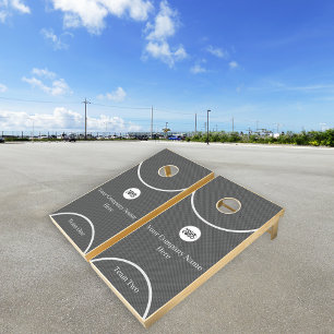 Company Logo Gray Carbon Steel Square Net Pattern Cornhole Set