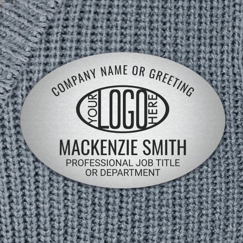 Company Logo Gray Color Plastic Oval Employee Name Tag