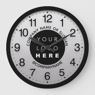 Company Logo Gray Gray Silver Name Slogan Large Clock