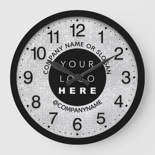 Company Logo Gray Silver Name Slogan Large Clock