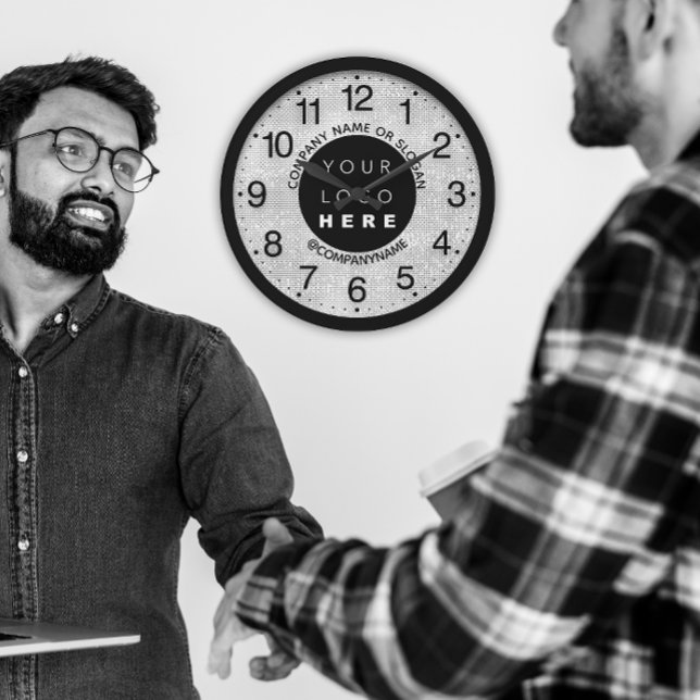 Company Logo Gray Silver Name Slogan   Large Clock (Company Logo Gray Silver Name Slogan Large Clock)