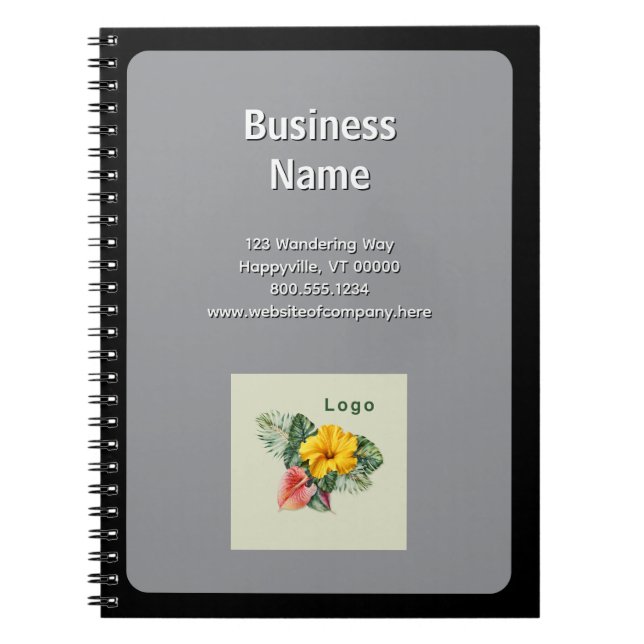 Company Logo Gray Spiral Photo Notebook (Front)