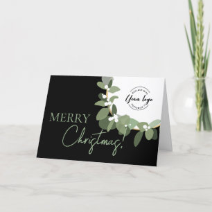 Company Logo Green black Custom Merry Christmas  Holiday Card