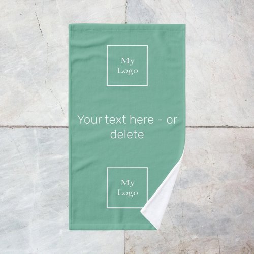Company logo green white text business hand towel 