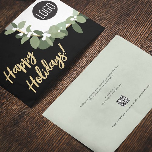 Company logo Happy holidays wreath coupon voucher Holiday Card