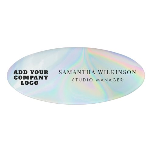 Company Logo Holographic Business Employee Name Tag