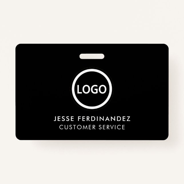Company Logo ID, Employee Staff Minimalist Black Badge (Front)