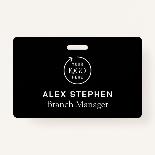 Company Logo ID | Employee Staff Minimalist Black Badge (Front)
