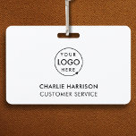 Company Logo ID Employee Staff Minimalist White Badge<br><div class="desc">A simple custom business template in a modern minimalist style which can be easily updated with your company logo,  employee name and title or department. If you need any help personalizing this product,  please contact me using the message button below and I'll be happy to help.</div>