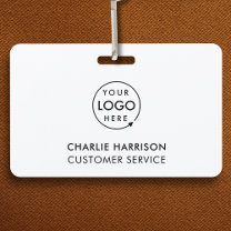 Company Logo ID Employee Staff Minimalist White Badge