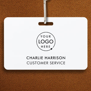 Company Logo ID Employee Staff Minimalist White Badge