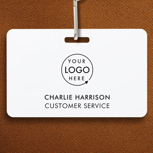 Company Logo ID Employee Staff Minimalist White Badge