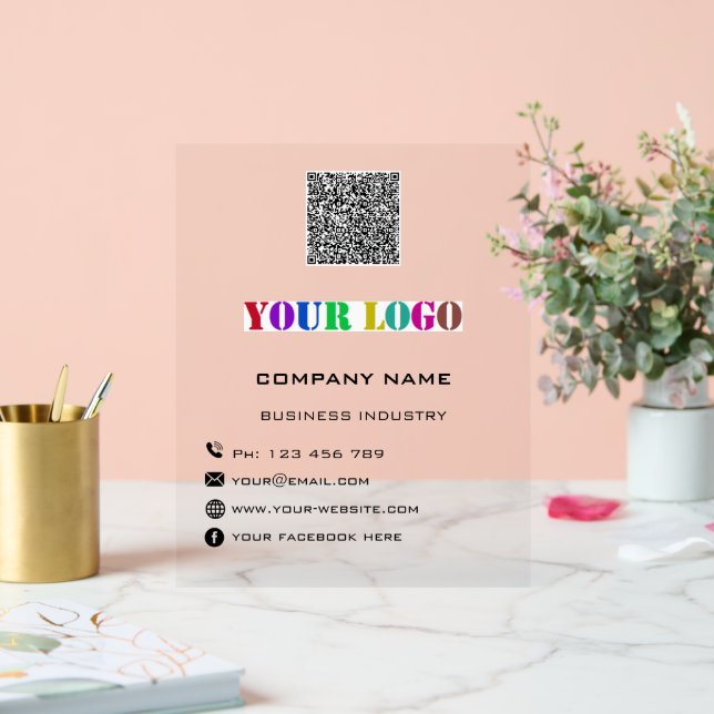Company Logo Info QR Code Acrylic Sign Template (Wedding)