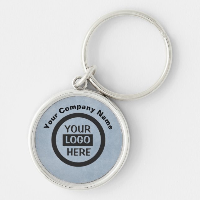 Company Logo & Information | Blue Background on  Keychain (Front)