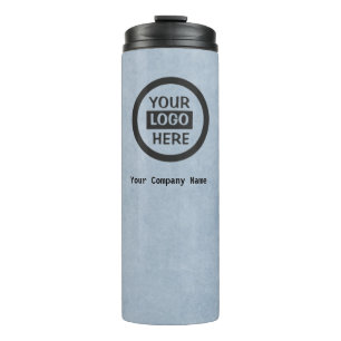 Company Logo & Information Blue Background on Thermal Tumbler