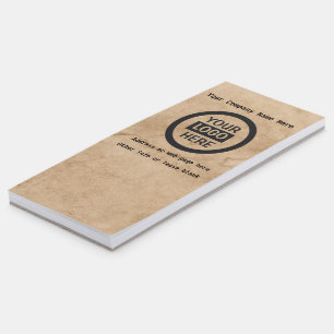 Company Logo & Information Brown Background Magnetic Notepad