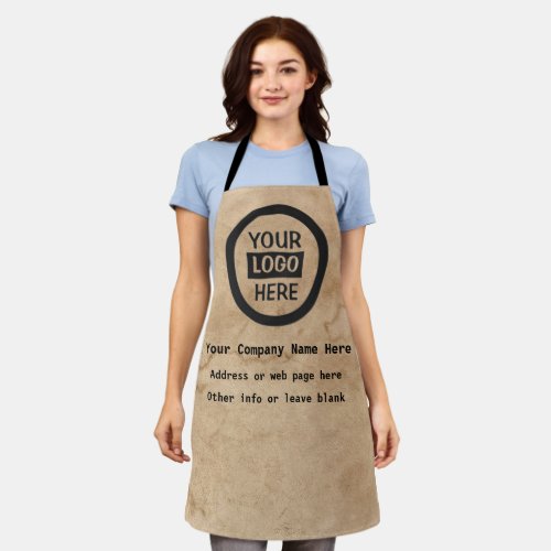 Company Logo  Information  Brown Background on  Apron