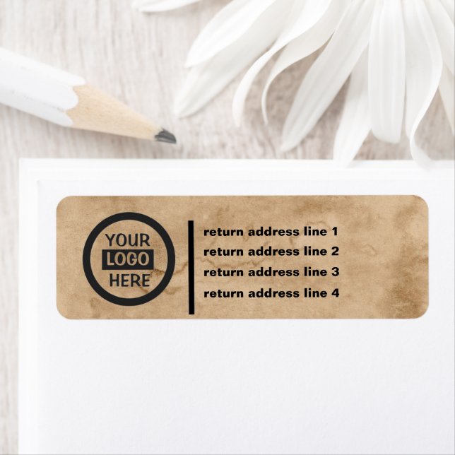 Company Logo & Information | Brown Background on  Label (Insitu)