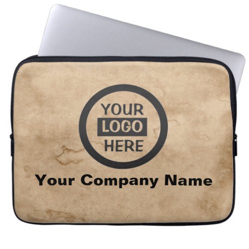 Company Logo  Information  Brown Background on  Laptop Sleeve