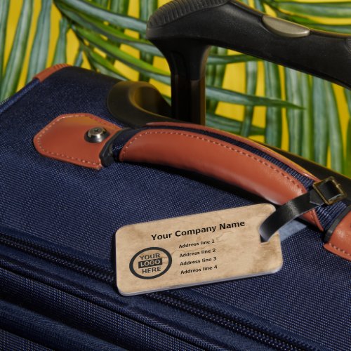 Company Logo  Information  Brown Background on  Luggage Tag