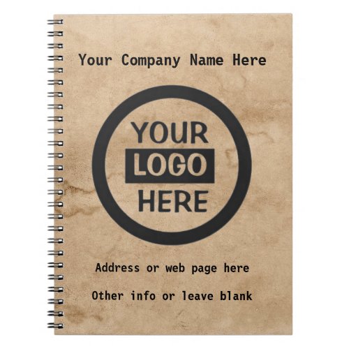 Company Logo  Information  Brown Background on  Notebook