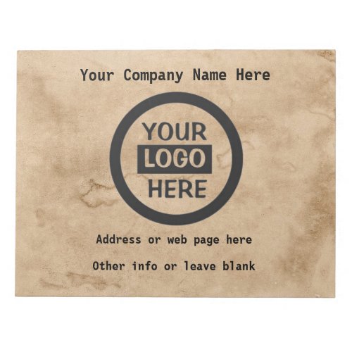 Company Logo  Information  Brown Background on  Notepad
