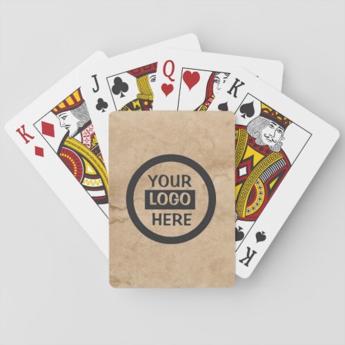 Company Logo  Information  Brown Background on  Playing Cards