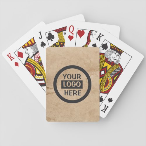 Company Logo  Information  Brown Background on  Poker Cards