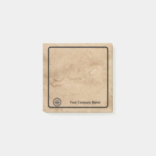 Company Logo & Information Brown Background on Post-it Notes