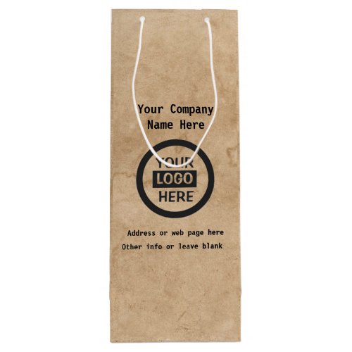 Company Logo  Information  Brown Background on  Wine Gift Bag