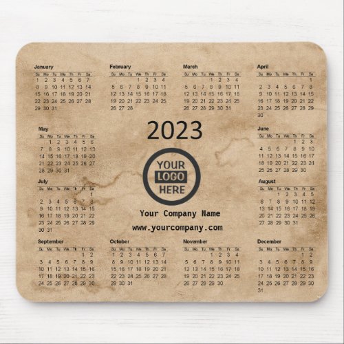 Company Logo  Information  Brown Calendar on  Mouse Pad