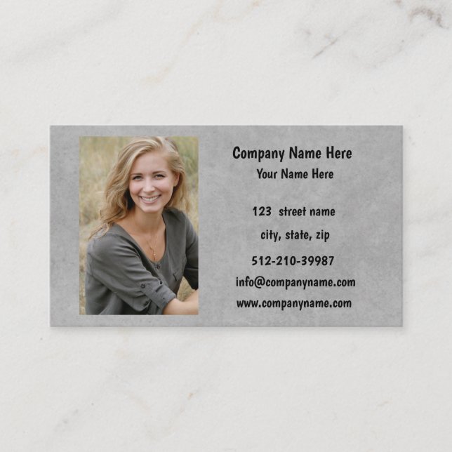 Company Logo & Information | Gray Background on  Business Card (Front)