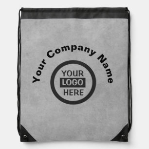 Company Logo & Information Gray Background on Drawstring Bag