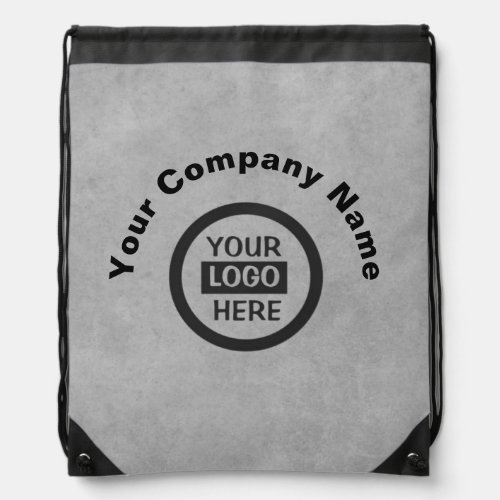 Company Logo  Information  Gray Background on  Drawstring Bag