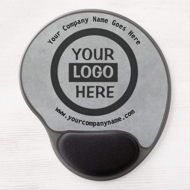 Company Logo & Information | Gray Background on  Gel Mouse Pad (Front)