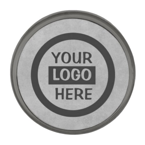 Company Logo  Information  Gray Background on  Gunmetal Finish Lapel Pin