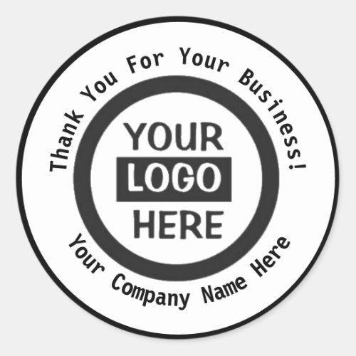 Company Logo  Information  White Background on  Classic Round Sticker