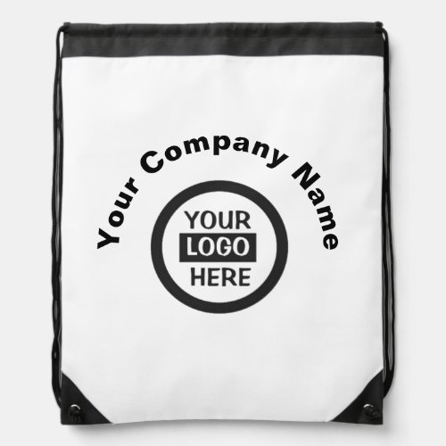 Company Logo  Information  White Background on  Drawstring Bag