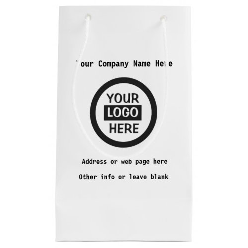 Company Logo  Information  White Background on  Small Gift Bag