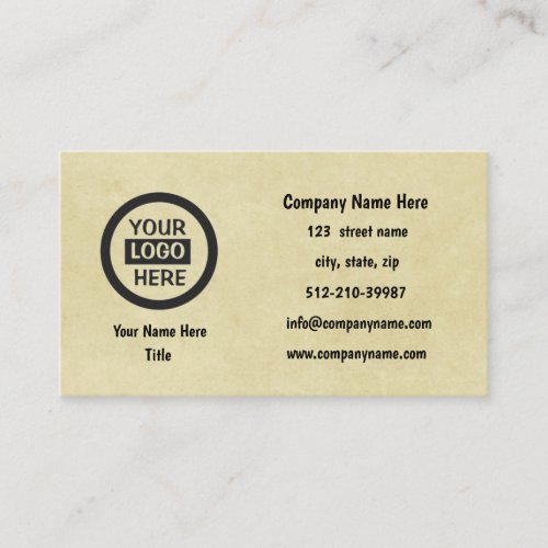 Company Logo  Information  Yellow Background on  Business Card